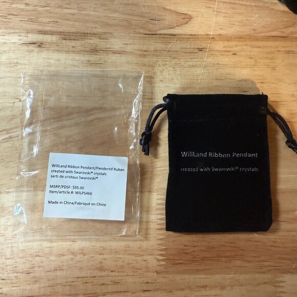 WillLand Ribbon Pendant Necklace made with Swarovski Crystals - Picture 2 of 2